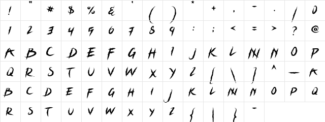 Grizzly Attack Regular  glyph index