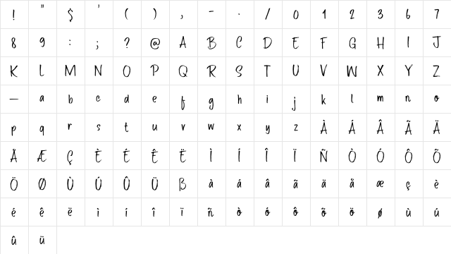 Route Du Soleil DEMO Regular  glyph index
