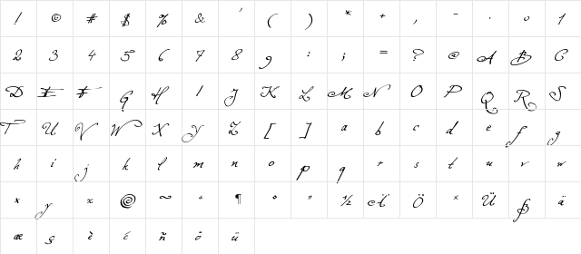 Excellentia in excelsis Regular  glyph index