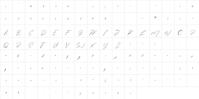 Winterfellia Free Personal Use Regular  glyph index
