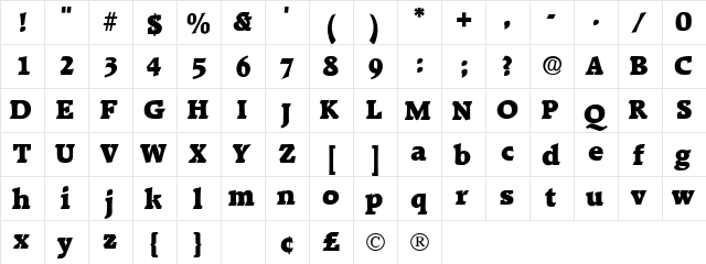 Karoa Display SSi Regular  glyph index