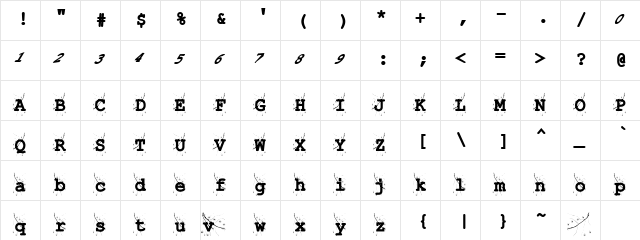 CrackedGlass Regular  glyph index