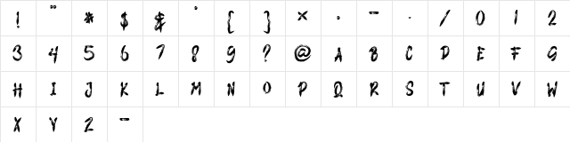 PARASITE Regular  glyph index