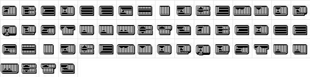 Turkish 3D Regular  glyph index