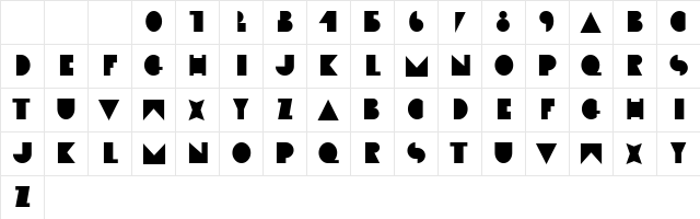 Neogeo Regular  glyph index