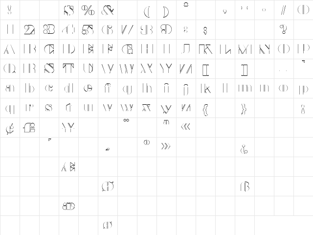 Customs 1 Regular  glyph index