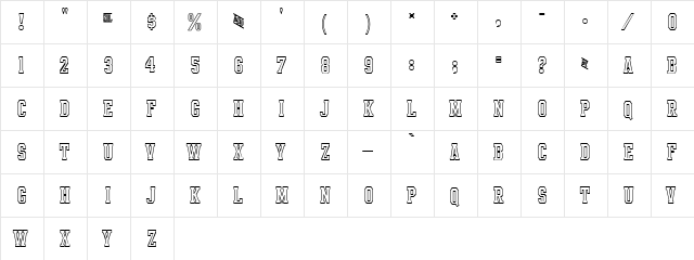 Intramural Outline JL Regular  glyph index
