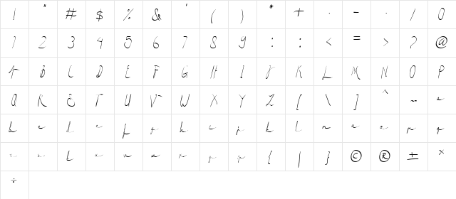 Script Regular  glyph index