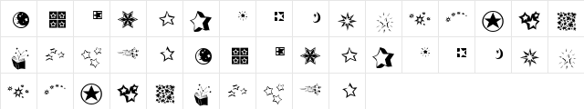 KR Star Struck Regular  glyph index