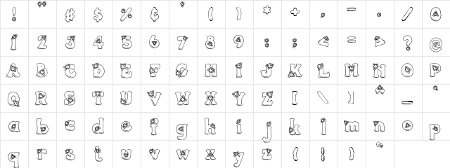PC Posie Regular  glyph index