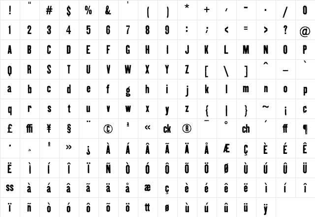 Kipp No3  glyph index