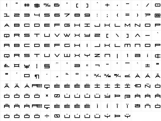 911 Porscha Title Regular  glyph index