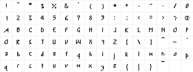 Embassy Normal  glyph index