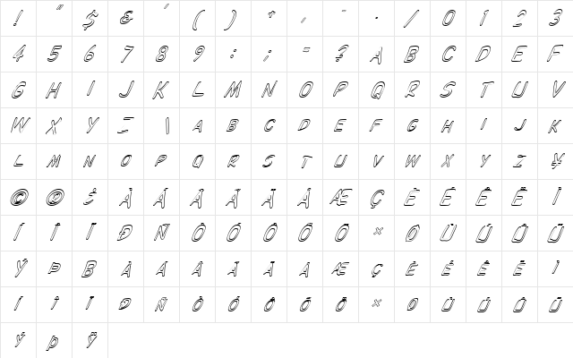FZ BASIC 29 HOLLOW ITALIC Normal  glyph index