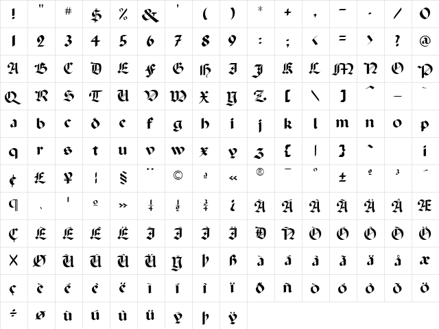 Ballista Display Script SSi Regular  glyph index
