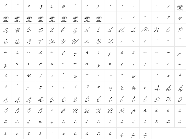 Notera Personal Use Only Regular  glyph index