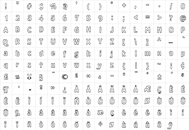 TFMaltbyAntique Regular  glyph index