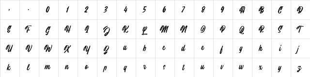 Windgard Regular  glyph index
