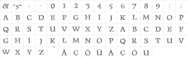 Monument Regular  glyph index