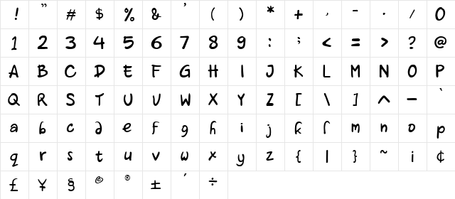 Alohay Regular Regular  glyph index