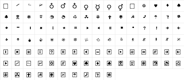 AleSignsLL Regular  glyph index