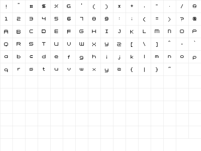 Petit Regular  glyph index