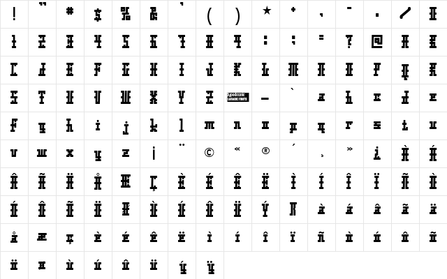 Xolto Regular  glyph index