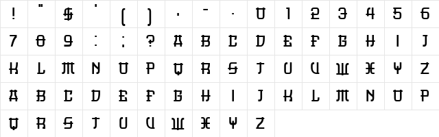 Dasvidaniya Book Regular  glyph index