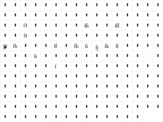 MonteverdiLigatures Regular  glyph index