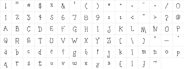LD Jillogical Regular  glyph index