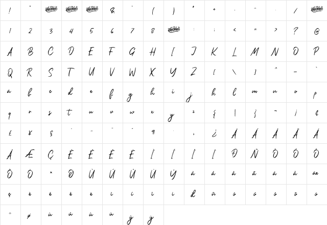 Orchide Regular  glyph index