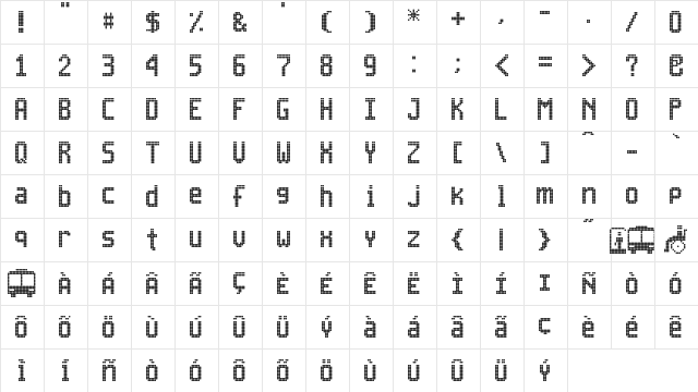 Inova 13x7 Regular  glyph index