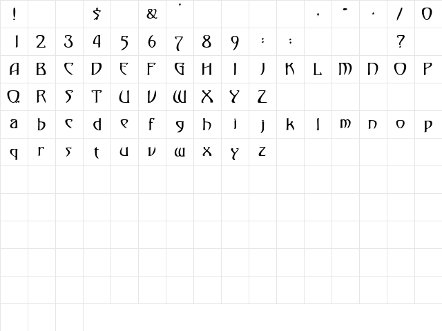 FezSSK Regular  glyph index