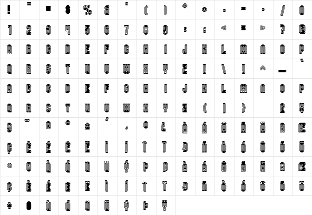 Nomitais Regular  glyph index