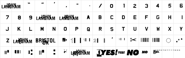 Johndvl Regular  glyph index