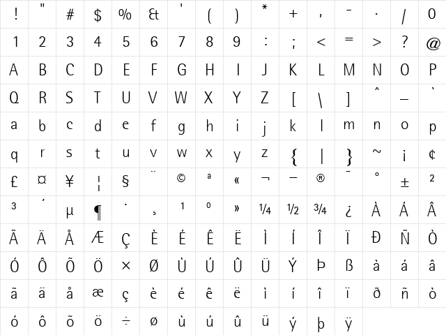 RotisSemiSans45-Light Light  glyph index