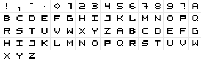525square Regular  glyph index