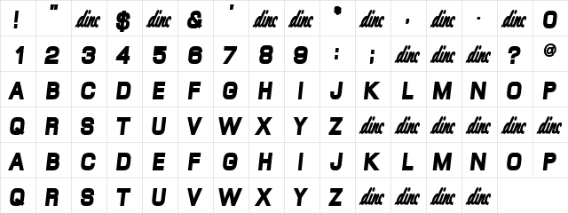 Fishboy Regular  glyph index