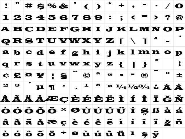 00435 Regular  glyph index