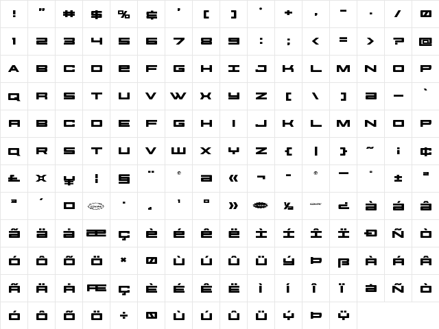 Future Forces Expanded Expanded  glyph index