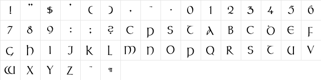 CallifontsC23PostScript Regular  glyph index