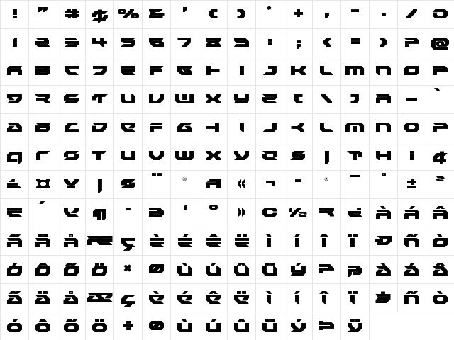 Royal Samurai Regular  glyph index