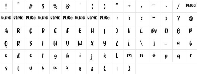 Farm Days Out Demo Regular  glyph index