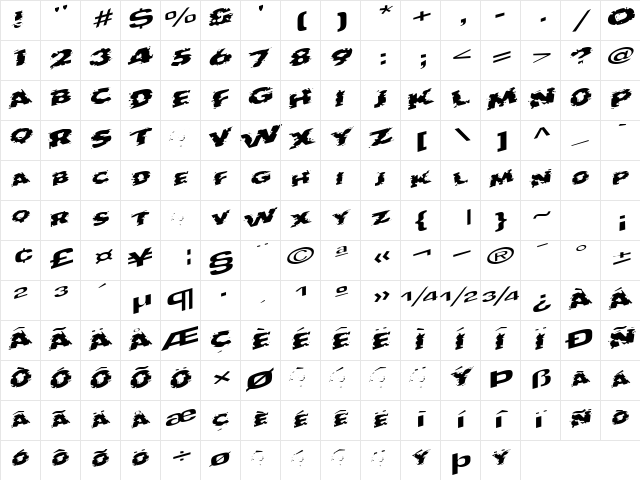 OutbackOutaConrtolSCapsSSK Regular  glyph index