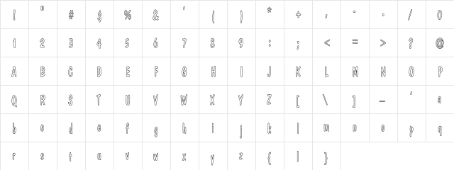 DomCasual-ThinHC Regular  glyph index