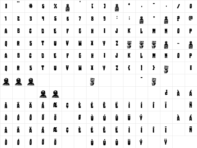 Pantano Gipsy Regular  glyph index