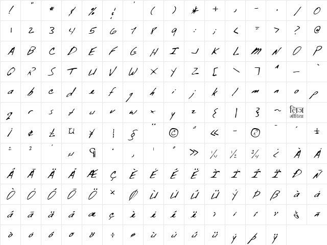 LEHN097 Regular  glyph index