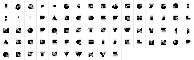 PT Moda Normal  glyph index