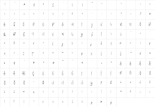 RaySat Personal Use Regular  glyph index