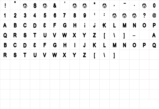 Jodigirl Regular  glyph index